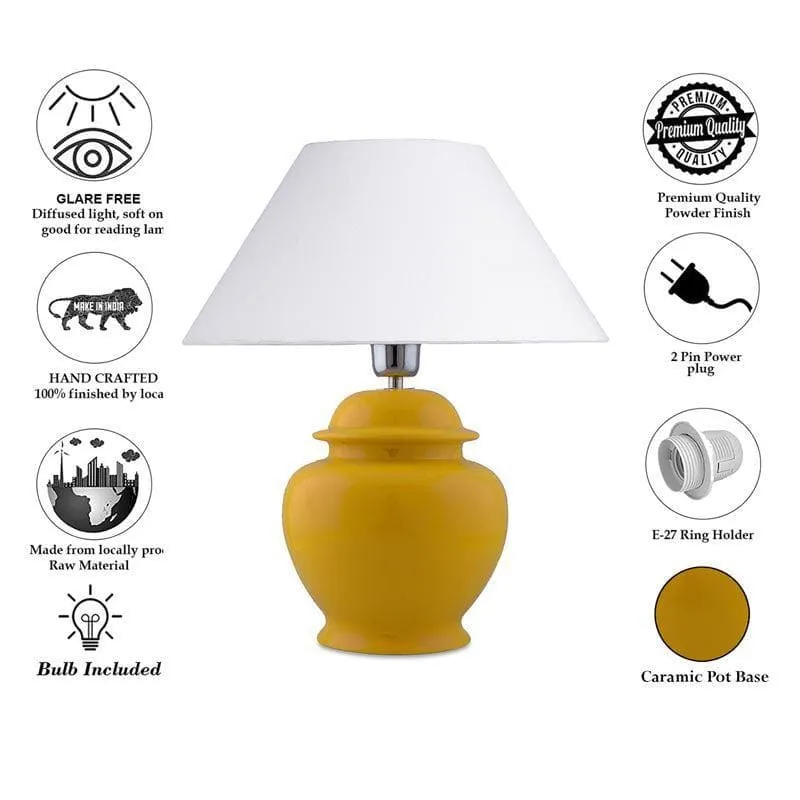 Fancy Pants Ceramic Table Lamp With Conical Shade (White) - Set of Two media 7