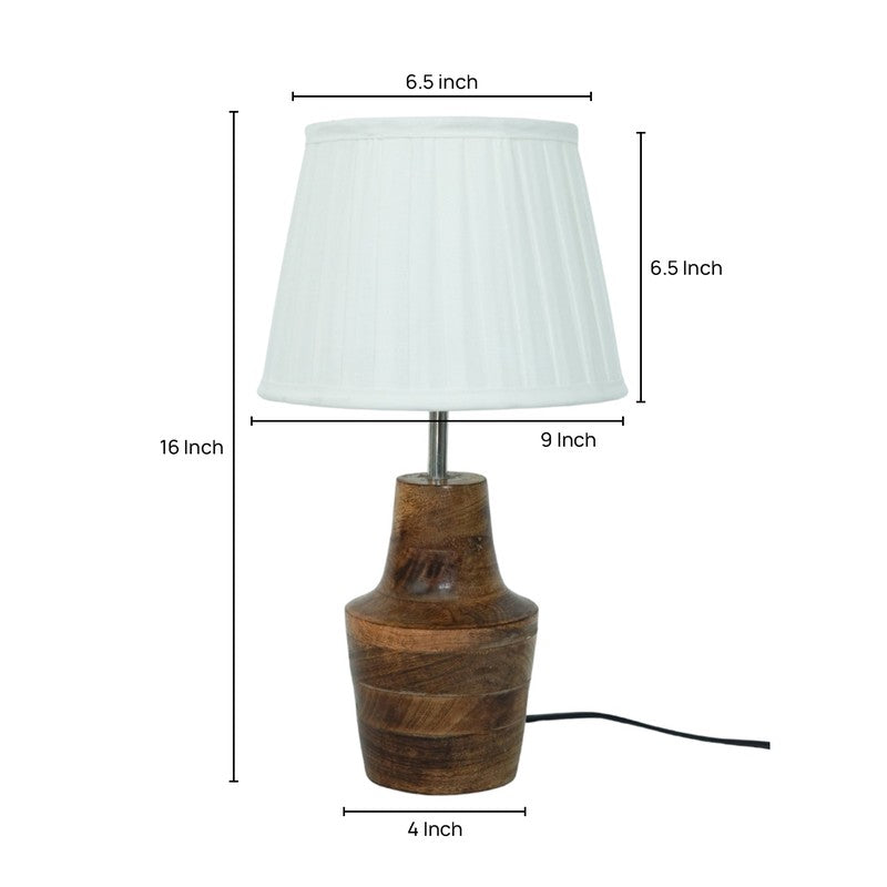 Ethereal Wooden Base Cotton Table Lamp - White,Brown media 5