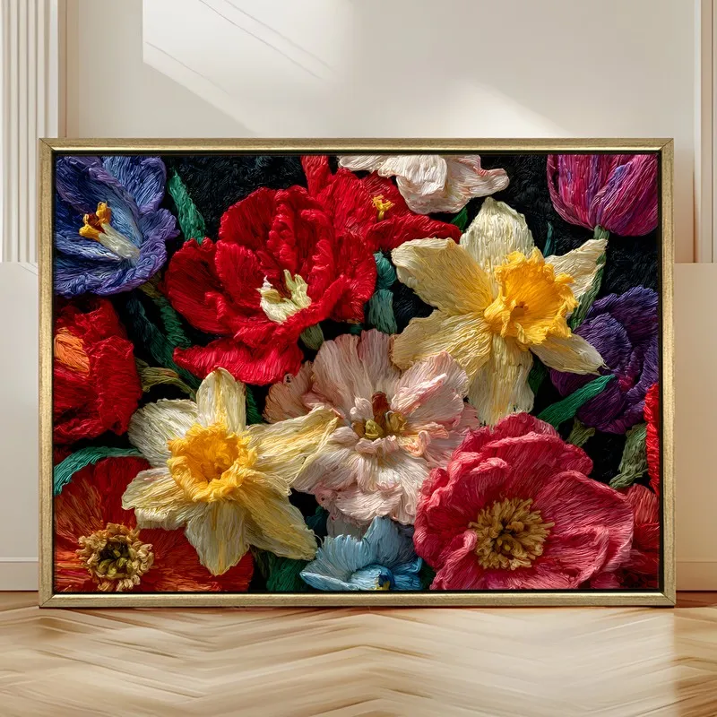 Petal Palette Canvas Wall Painting With Frame media 4