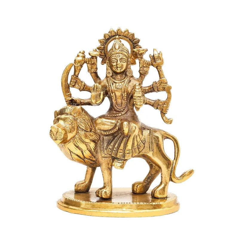 Goddess Durga Divine Brass Idol media 5