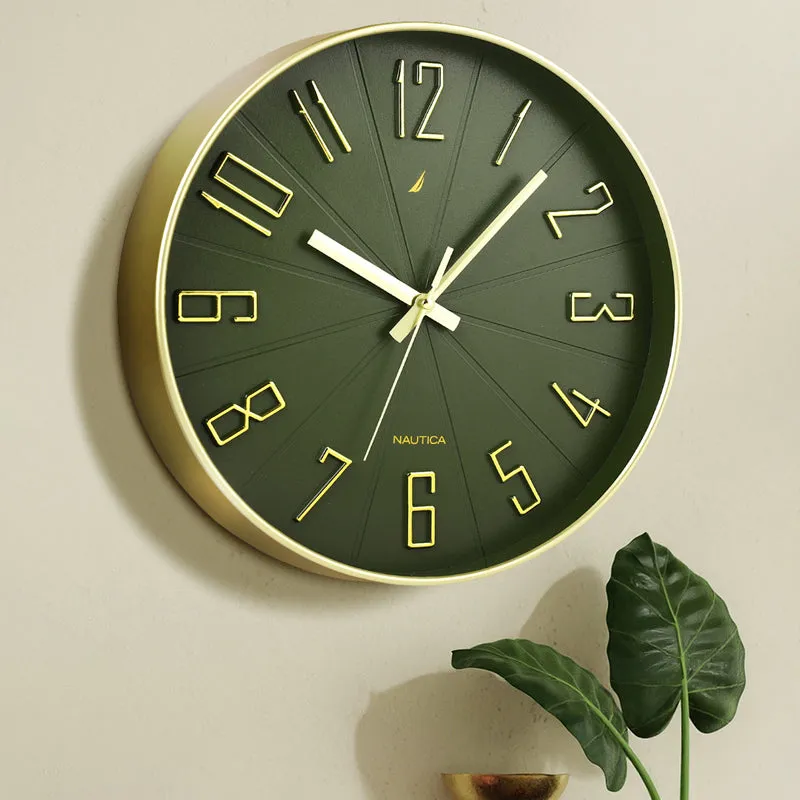 Caldre Analog Wall Clock - Green & Gold media 1