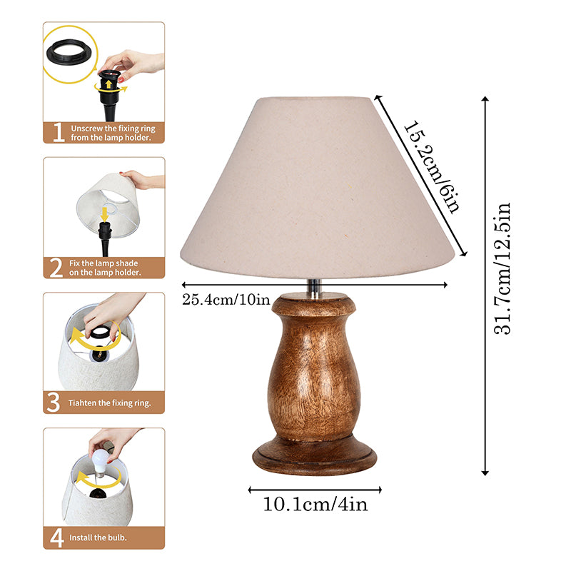 Elahim Wooden Table Lamp - Beige media 6