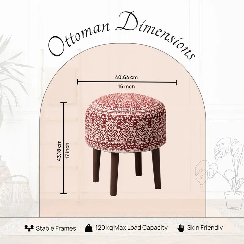 Dona Cotton Ottoman - Red & White media 6