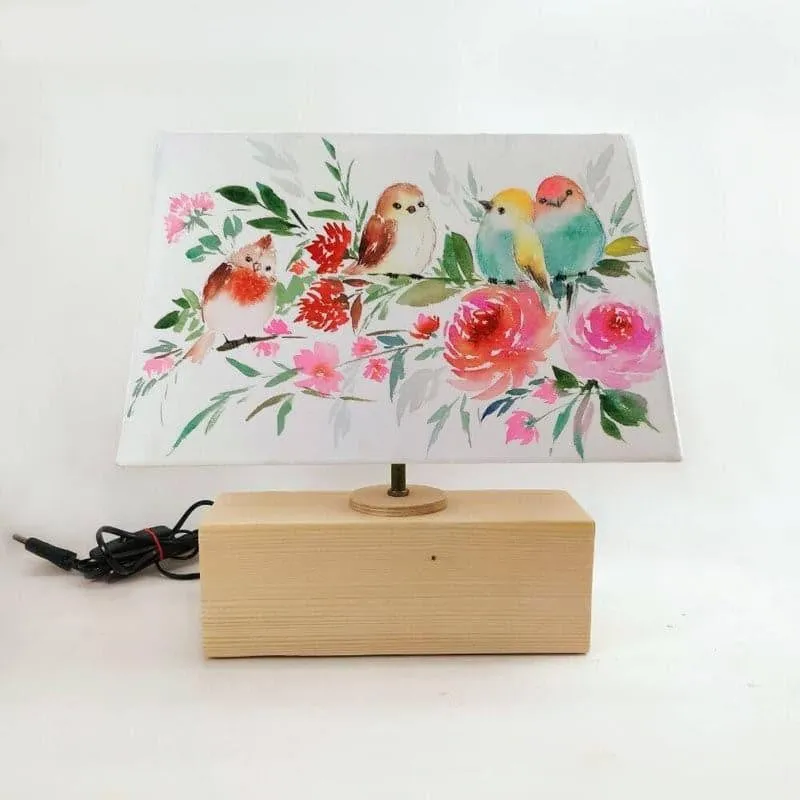 Trysta Bloom Recto Handpainted Fabric Table Lamp - Multicolor media 4