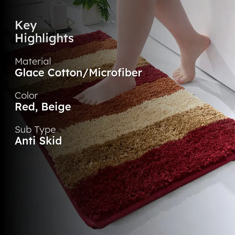Jericho Luxe Bath Mat - Red, Beige media 2