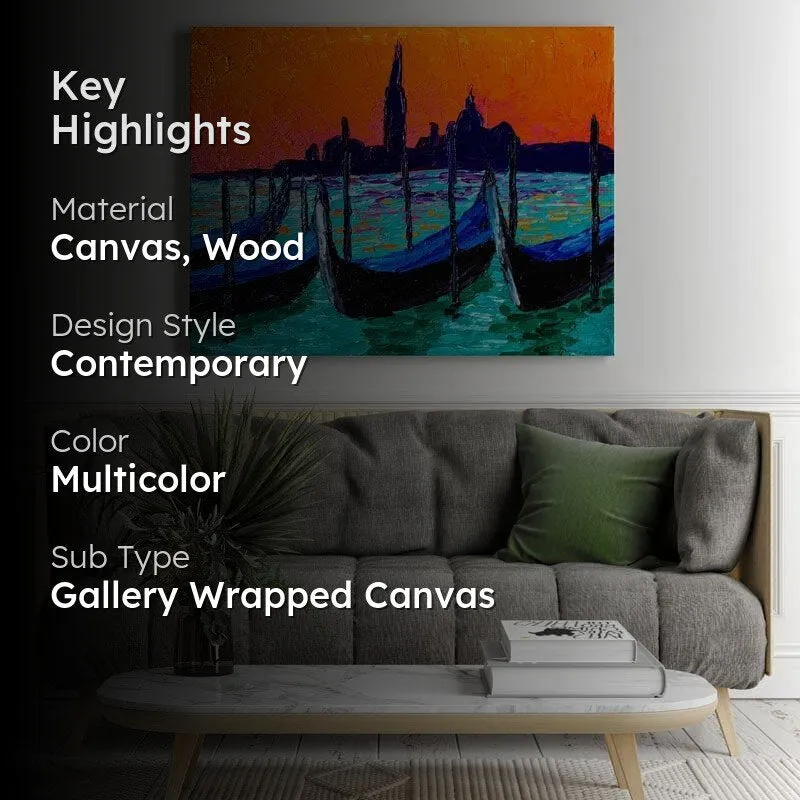 Venetian landscape at sunset Canvas Painting - Arina Iastrebova - Gallery Wrap media 2
