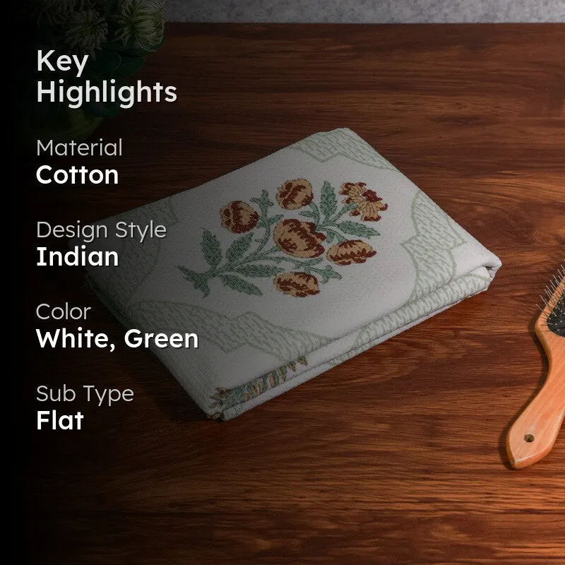 Flora Drift Cotton BathTowel - Green & White media 2