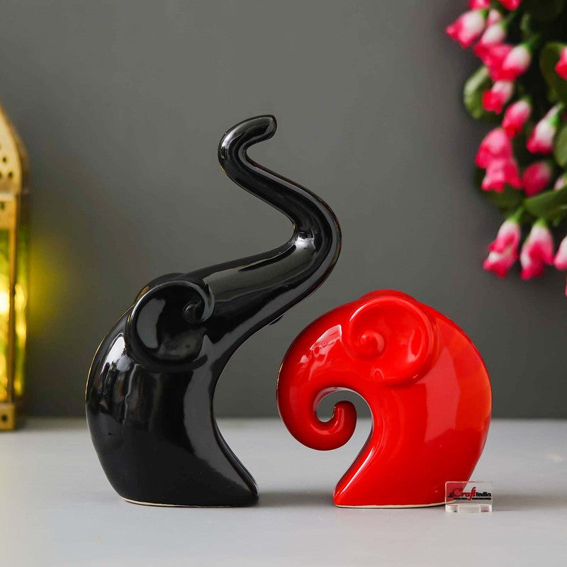 Yin and Yang Pachyderms Showpieces - Set of Two