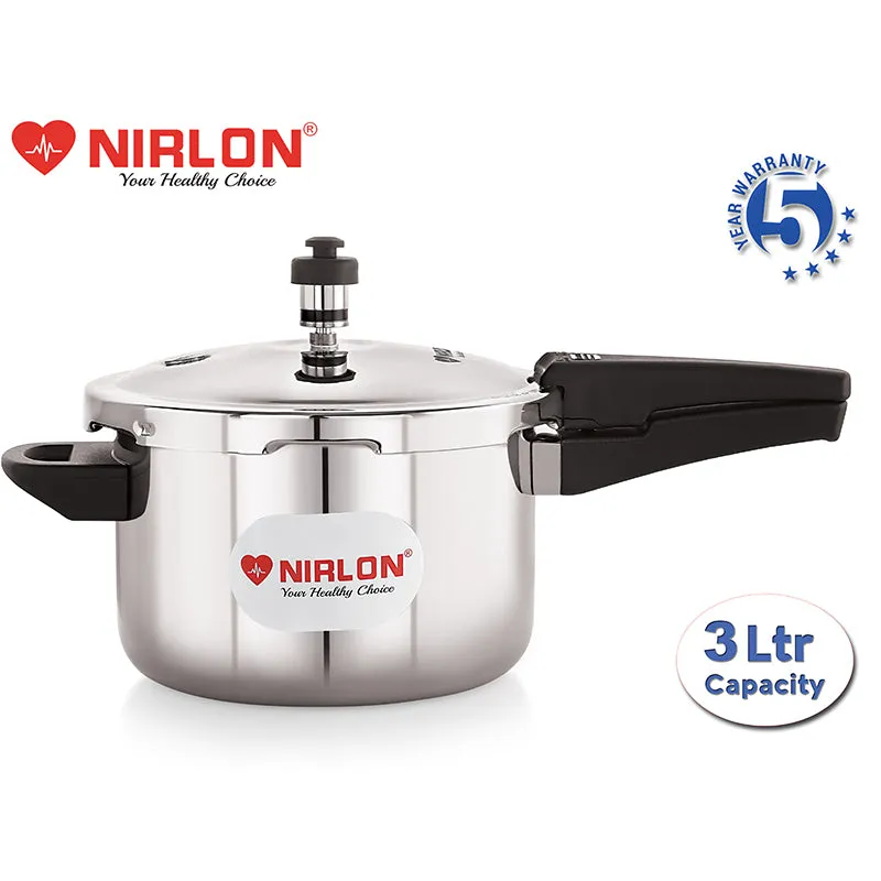Nirlon Silver Pressure Cooker - 3000 mL/ 8 Inches media 1