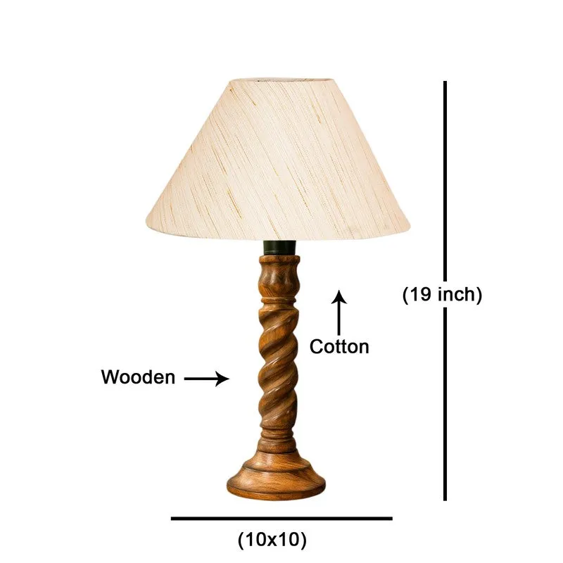 Elvane Auro Wooden Table Lamp - Ivory media 8