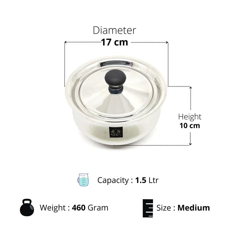 Silvara Stainless Steel Handi with Lid - 1500 mL media 8