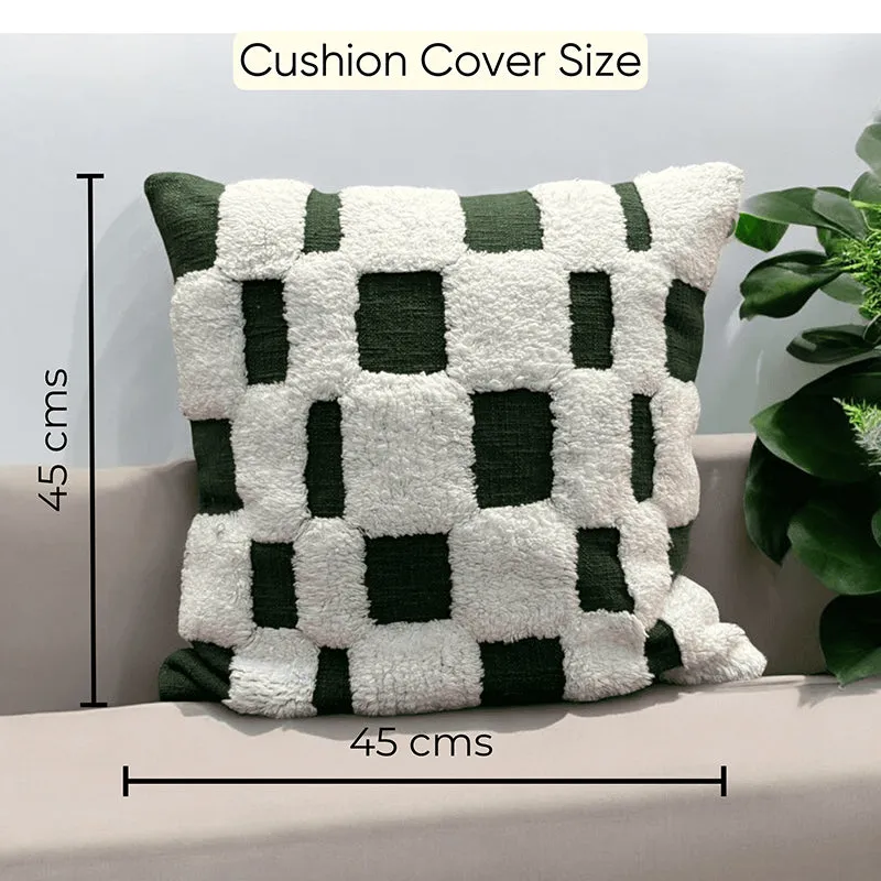Cushy Checkers Tufted Cushion Cover - Black & White media 6
