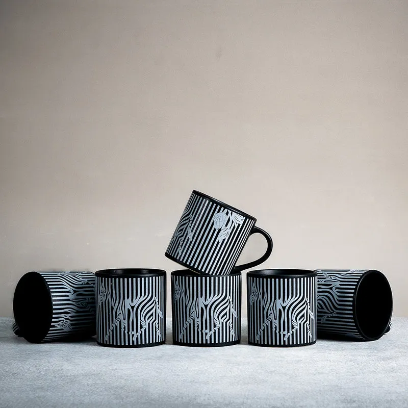 Floral Ceramic Coffee Mug (300 mL) - Grey,Black media 5