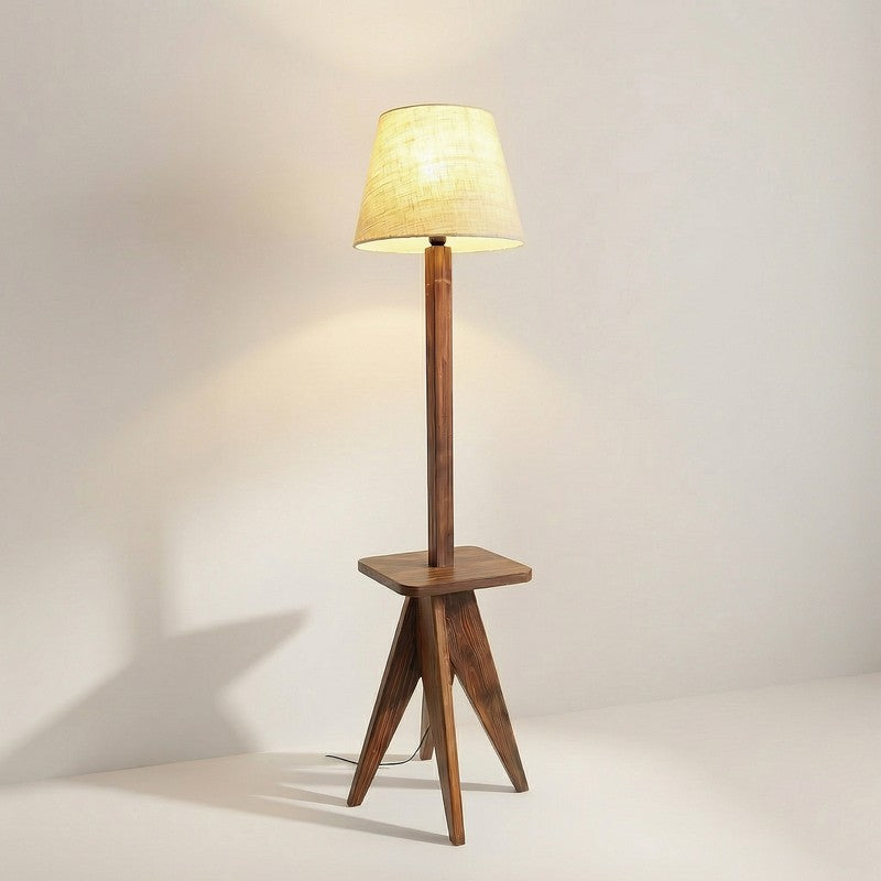 SoftNest Wooden Floor Lamp - Brown media 8