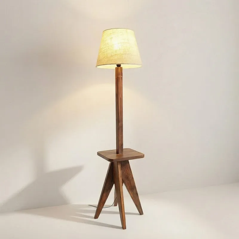 SoftNest Wooden Floor Lamp - Brown media 8