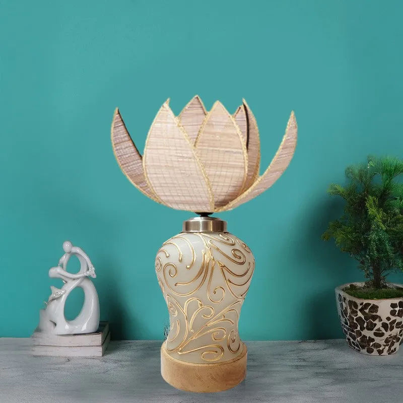 Lumithra Lotura Rattan & Wood Table Lamp - Beige media 3