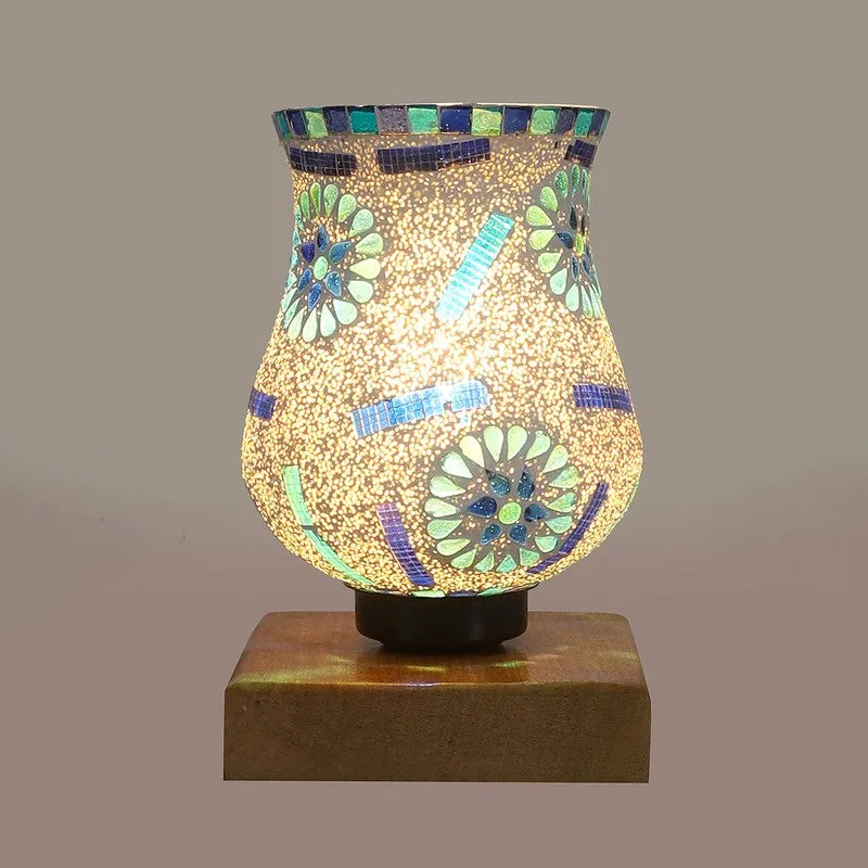 Solace Mosaic Glass Table Lamp With Wooden Base - Multicolor media 7