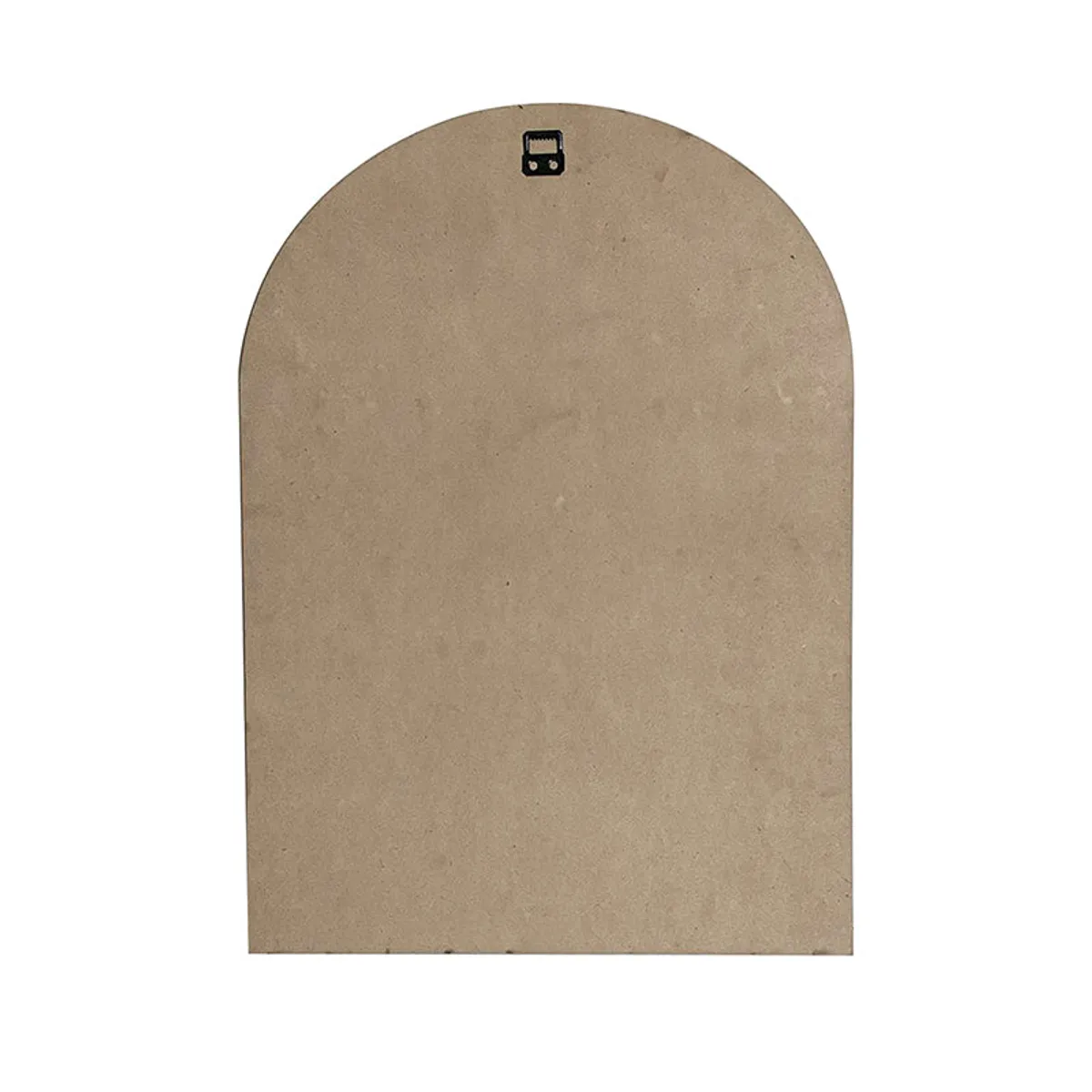 Back view of a single arched wall art panel in natural MDF with a hanging hook.