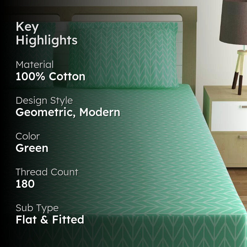 Swayam Madonna Printed Cotton Bedsheet (Turquoise) - 180 TC media 2