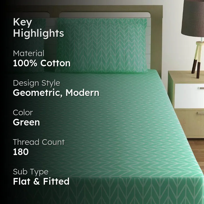 Swayam Madonna Printed Cotton Bedsheet (Turquoise) - 180 TC media 2