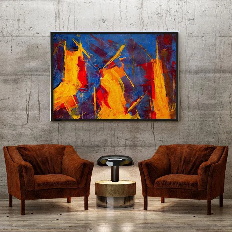 Multi Colored Abstract Canvas Painting - Black Frame media 4