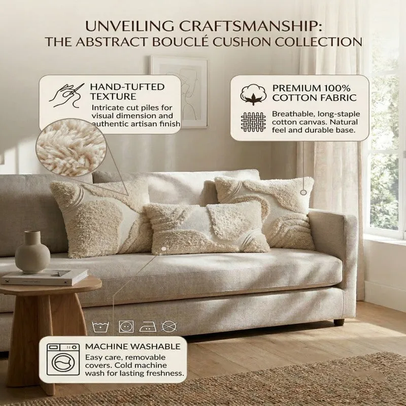Soft Charm Tufted Cotton Cushion Cover (Beige) - Set of Three media 7