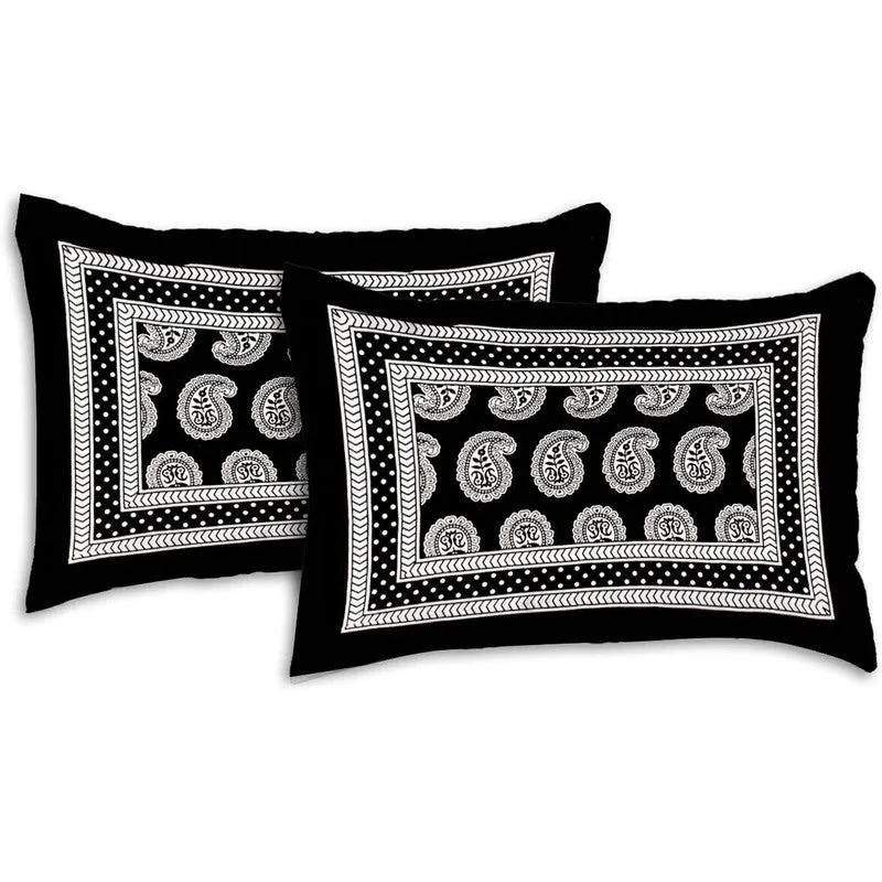 Petaly Cotton Bedsheet (Black,White) - 240 TC media 4