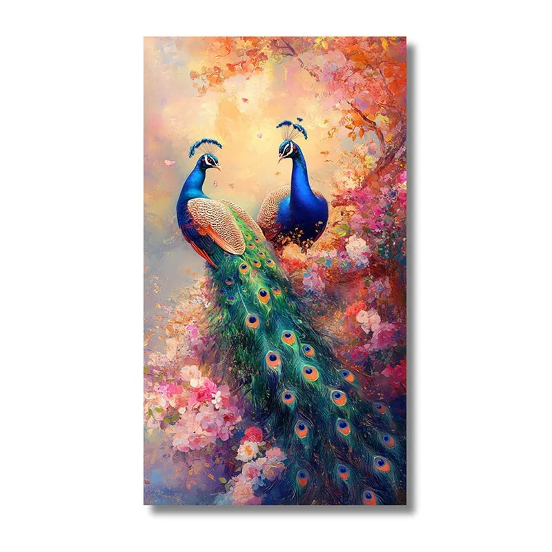 Peacock Pair Canvas Wall Painting media 3