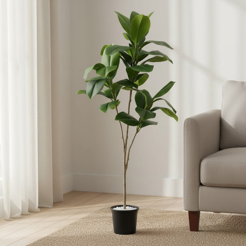 Bloomora Artificial Fiddle Fig Plant With Black Plastic Pot - 3.1 Feet media 3