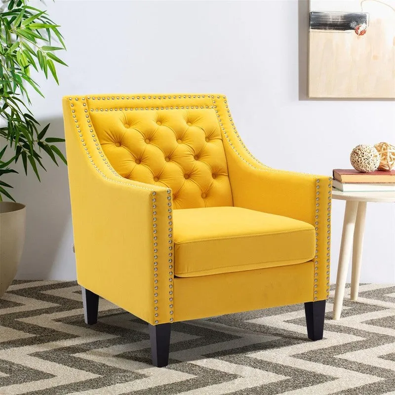 Softix Neem Wood Accent Chair - Yellow media 4