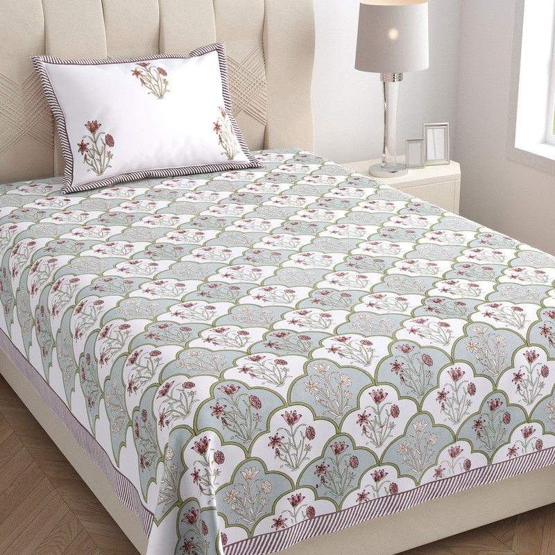 Rupa Cotton Bedsheet (Sage Green) - 180 TC media 3