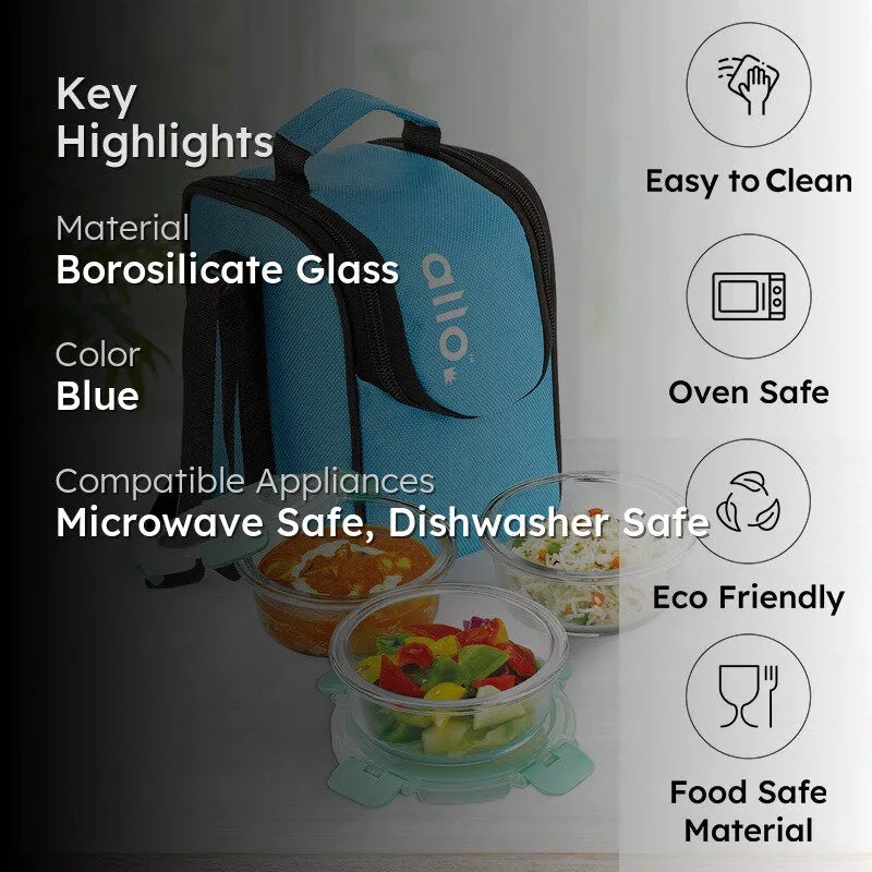 Yumdro Leak Proof Glass Lunch Box (390 mL Each) - Set Of Three media 2