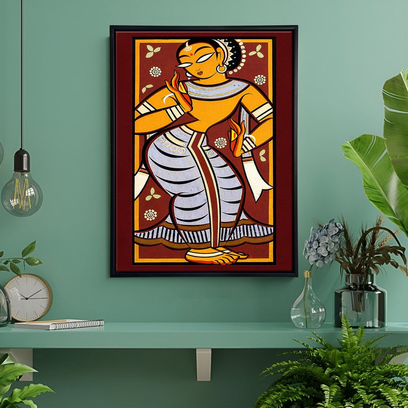 Indian Folk Canvas Wall Painting With Frame