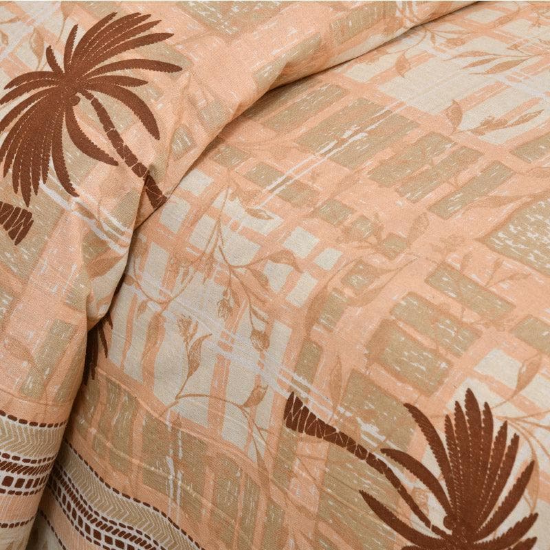 Coco Tree Checkers Cotton Bedsheet (Peach) - 160 TC media 4