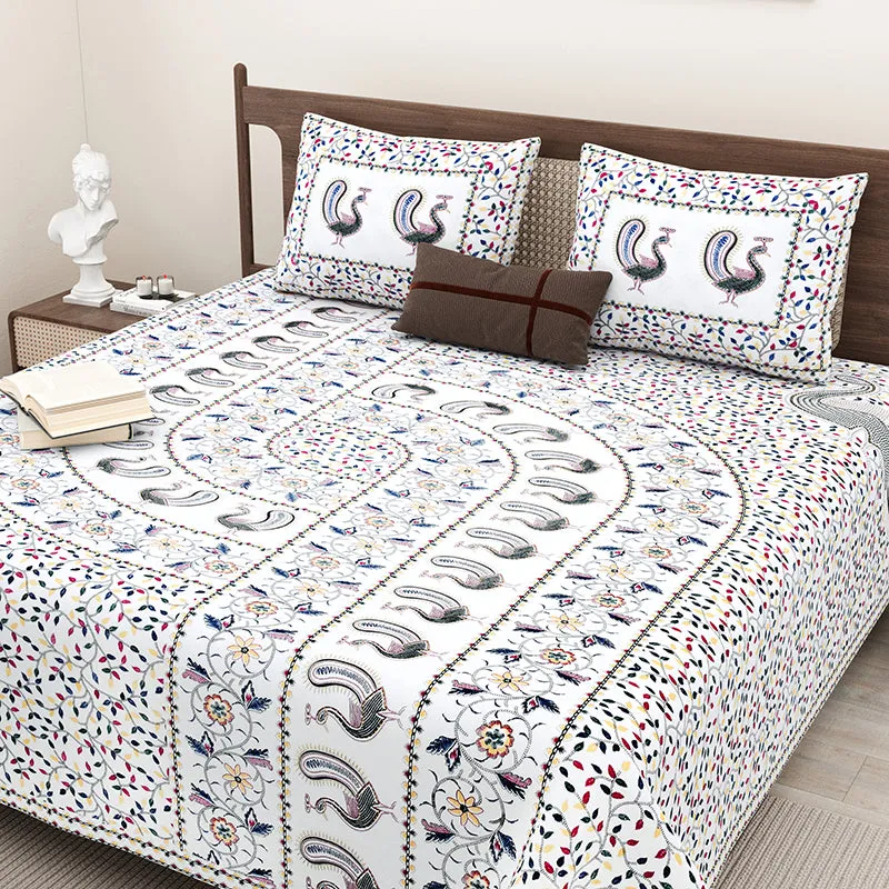 Aanchal Ethnic Cotton Bedsheet (Blue) - 180 TC media 4
