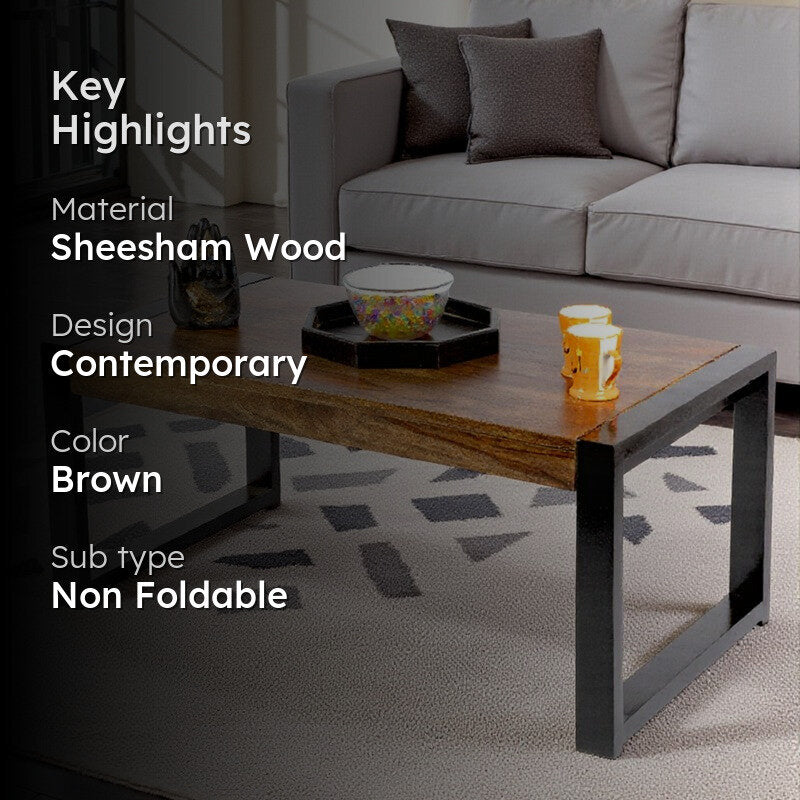 Zavex Sheesham Wooden Center Table - Dark Brown media 2