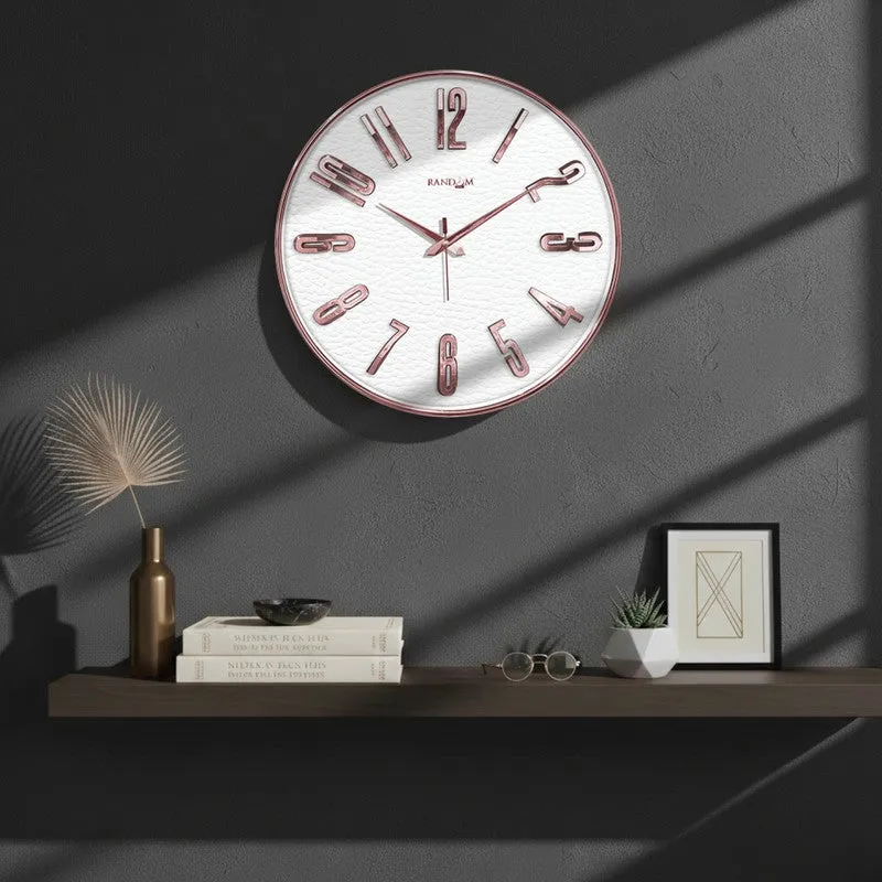 Elite Numeric Plastic Wall Clock - White & Rose Gold media 1