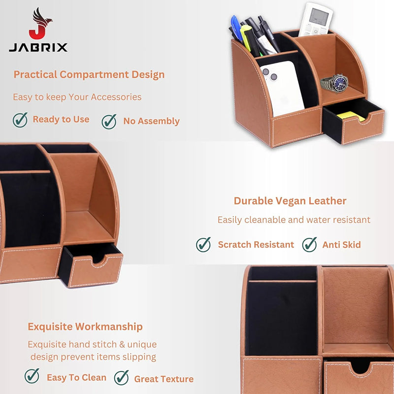 Sorrell Faux Leather Desk Organiser - Light Brown media 4