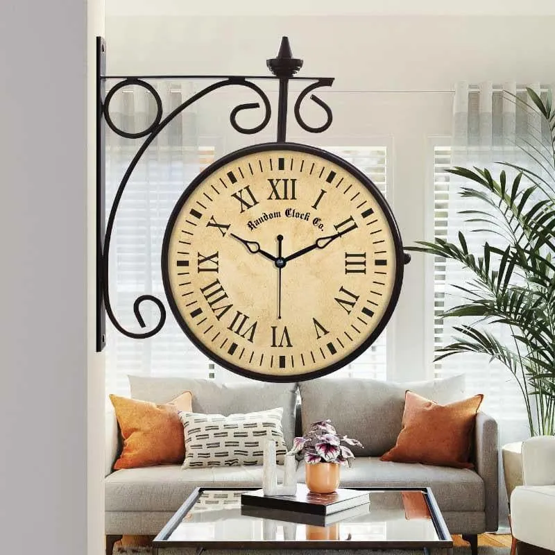 Retro Double Sided Station Wall Clock media 1