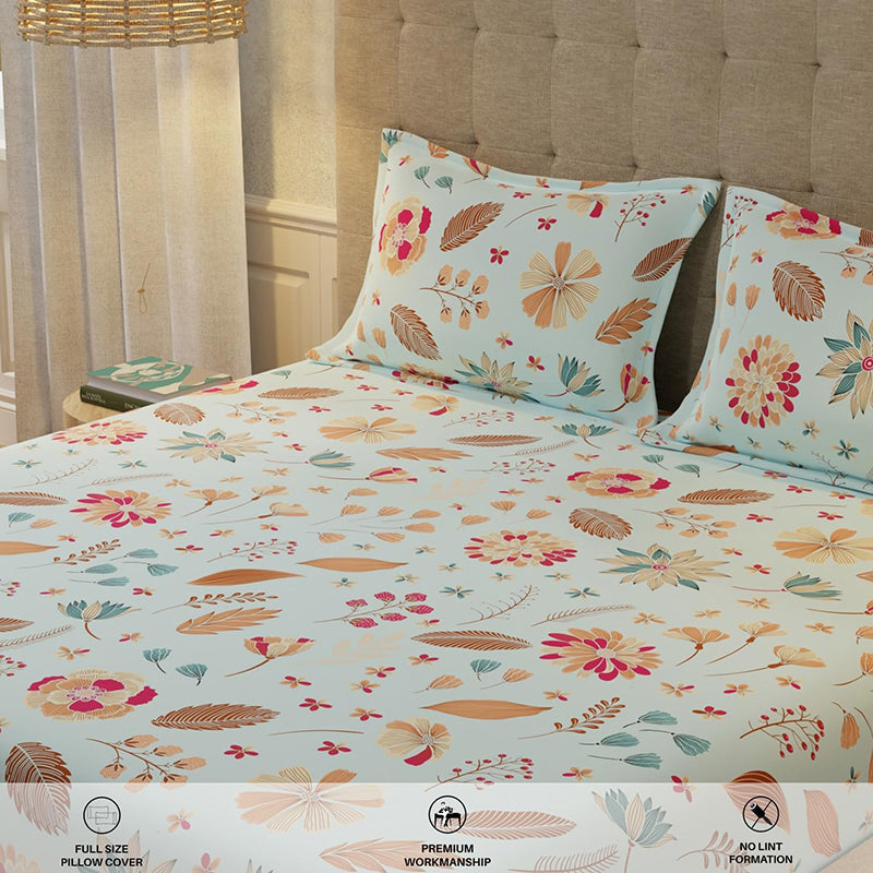 Urban Space Florence Sky Blue Cotton Bedsheet - 200 TC media 6