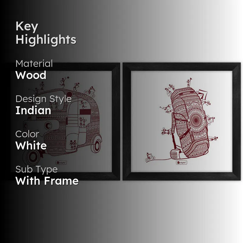 Warli Hippie Wall Art - Set Of Two media 2