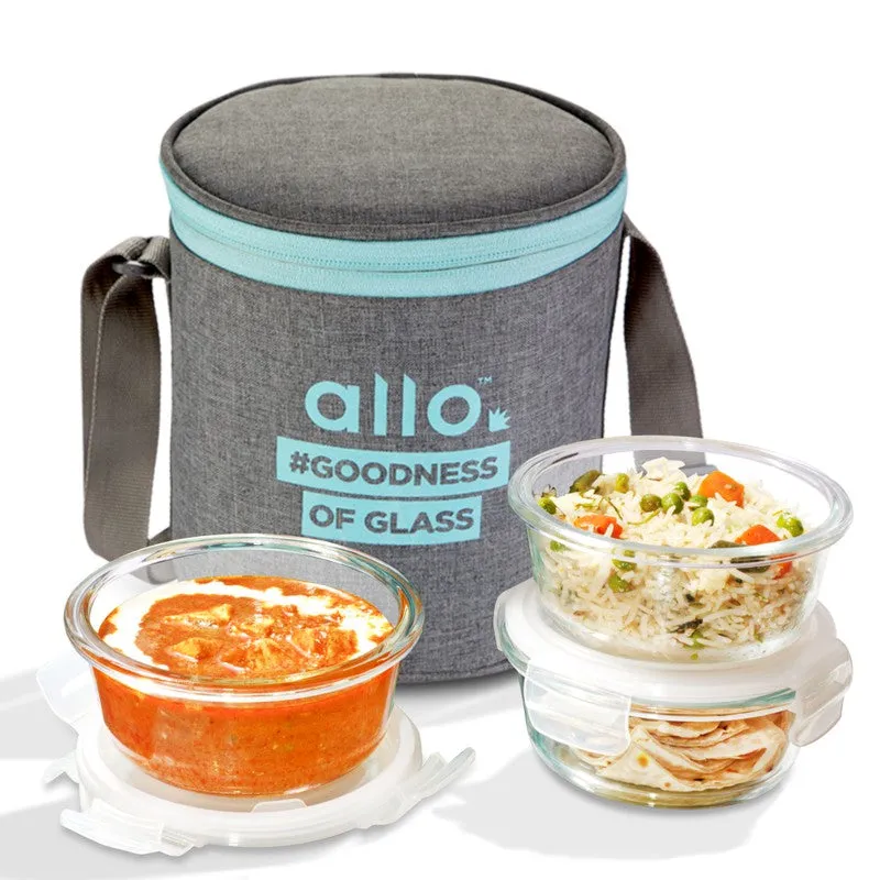 Paksys Leak Proof Glass Lunch Box (400 mL Each) - Set Of Three media 4