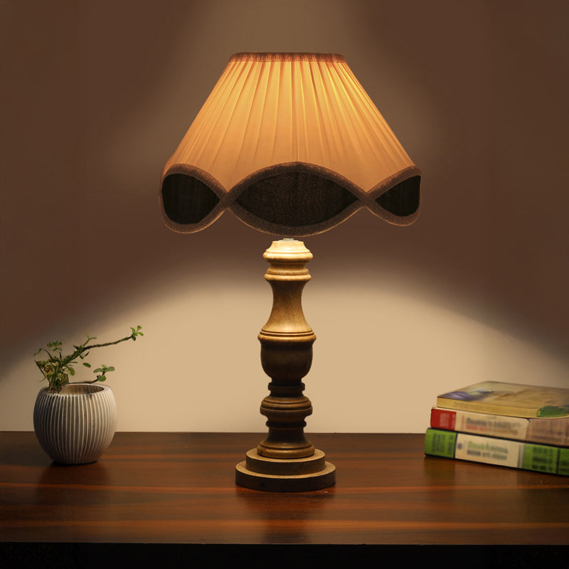 Valencia Carve Wooden Table Lamp - White,Brown