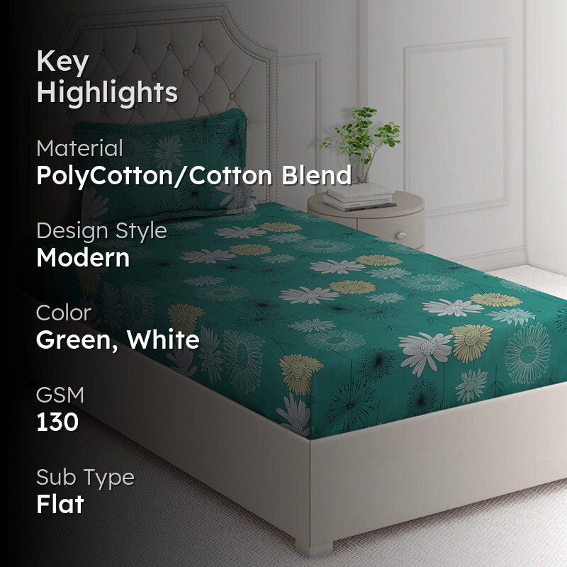 Flower Flow Floral Bedsheet - 130 GSM media 2