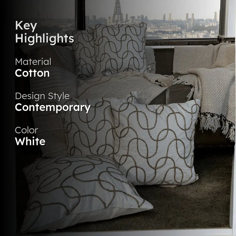 Abstract Swirls Tufted Cushion Cover Set - Set Of Five media 2
