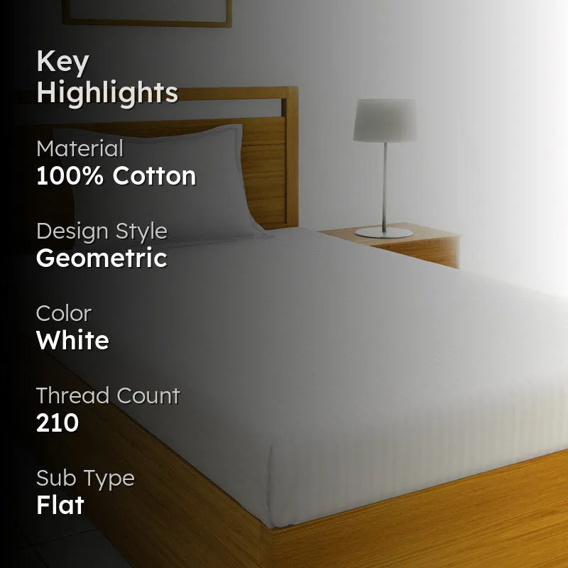 Hilton Cotton Bedsheet (White) - 210 TC media 2