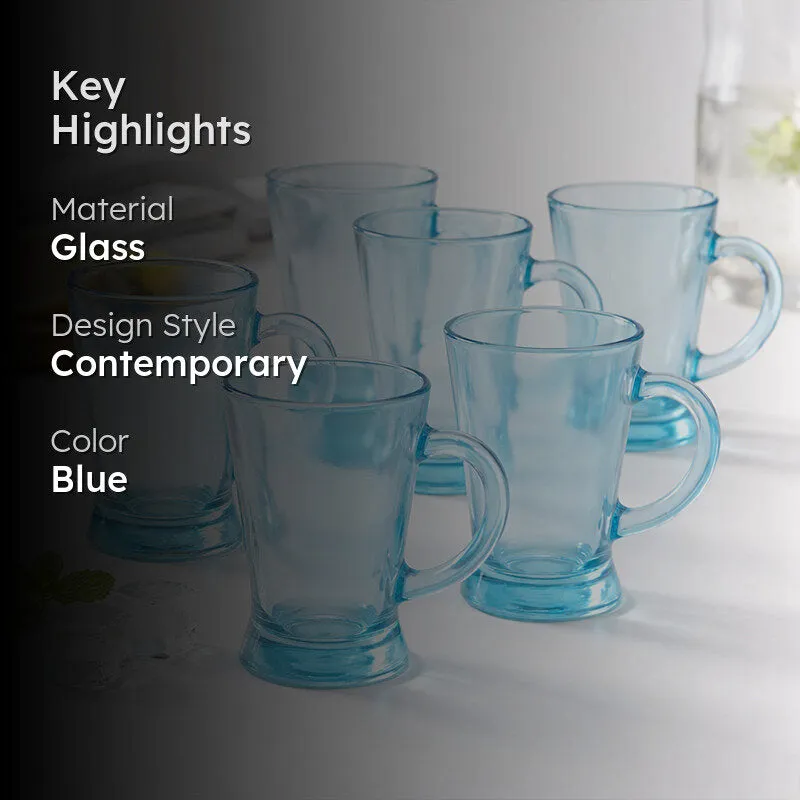 Pasabahce Glass Tea Cup (180 mL Each) /Blue)- Set of Six media 2