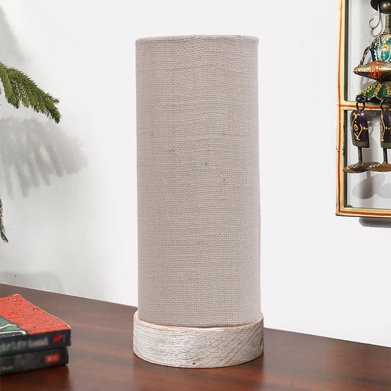 Ocra Tower Wooden Table Lamp With Jute Shade - White media 7