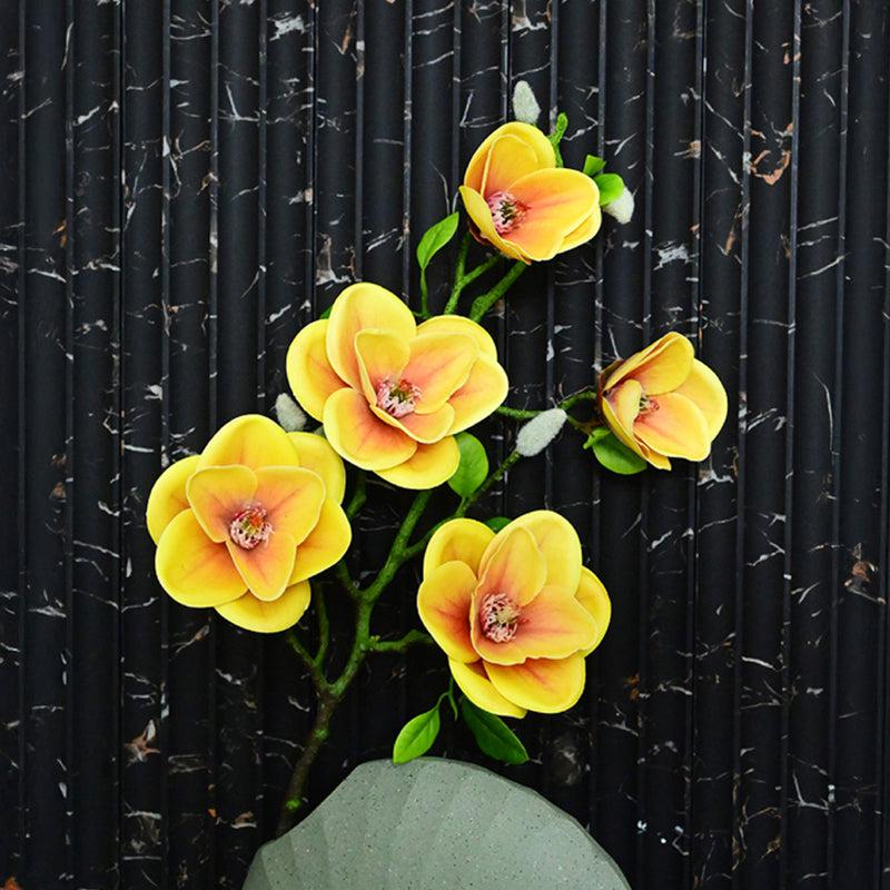Artificial Magnolia Flower Stick - Yellow & Brown media 6