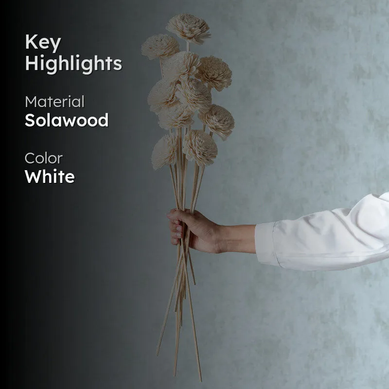 Estar Sola Wood Rose Flower Stick (White) - Set Of Ten media 2